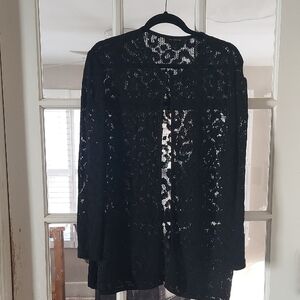 St. John Black Lace Open Jacket